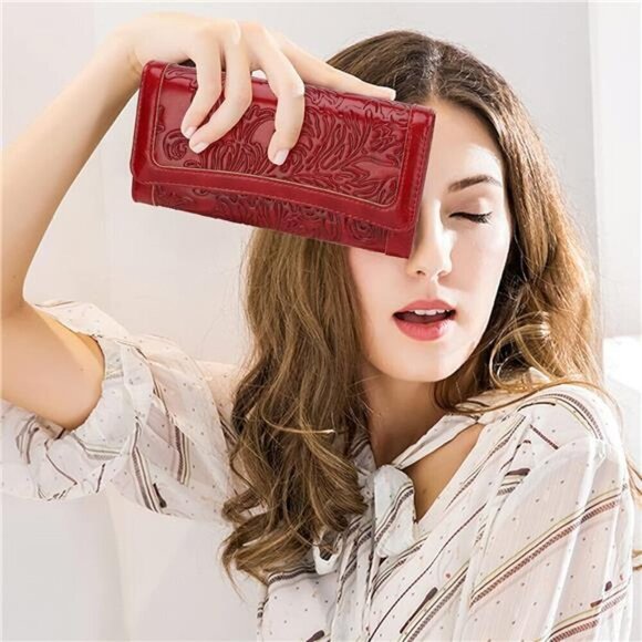Women's Wallet Vegan Leather, Card Holder Red - Picture 1 of 6
